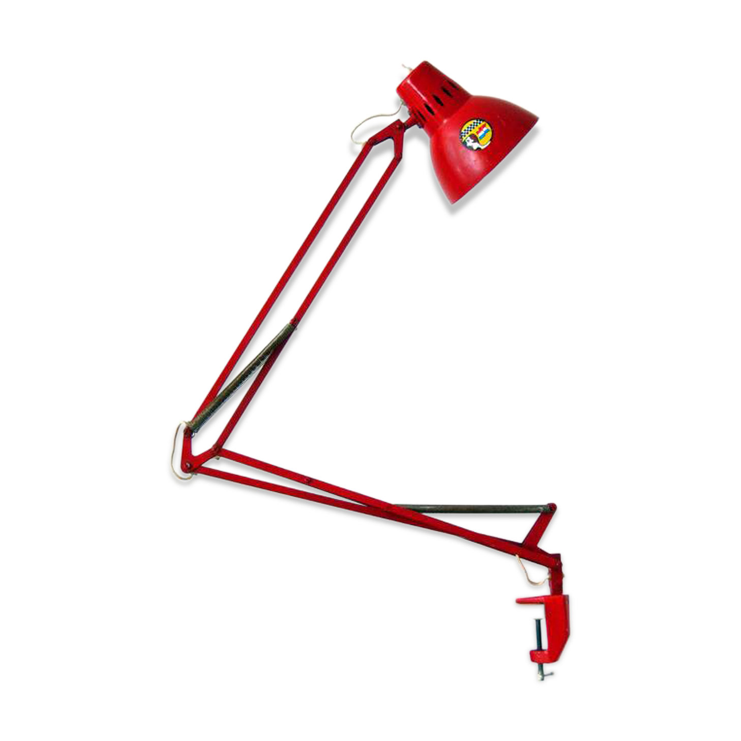 Red Vintage Task Lamp with Clamp – L.S.A. 101 – Retro Industrial Design