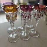 Set of 6 cut crystal liqueur glasses in colour – Bohemian style