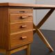 Teak and oak double-sided desk with X-shaped legs