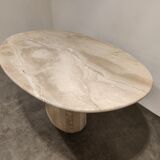Vintage oval travertine dining table, 1970s
