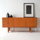 Scandinavian vintage oak sideboard with drawers and doors