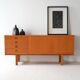 Scandinavian vintage oak sideboard with drawers and doors