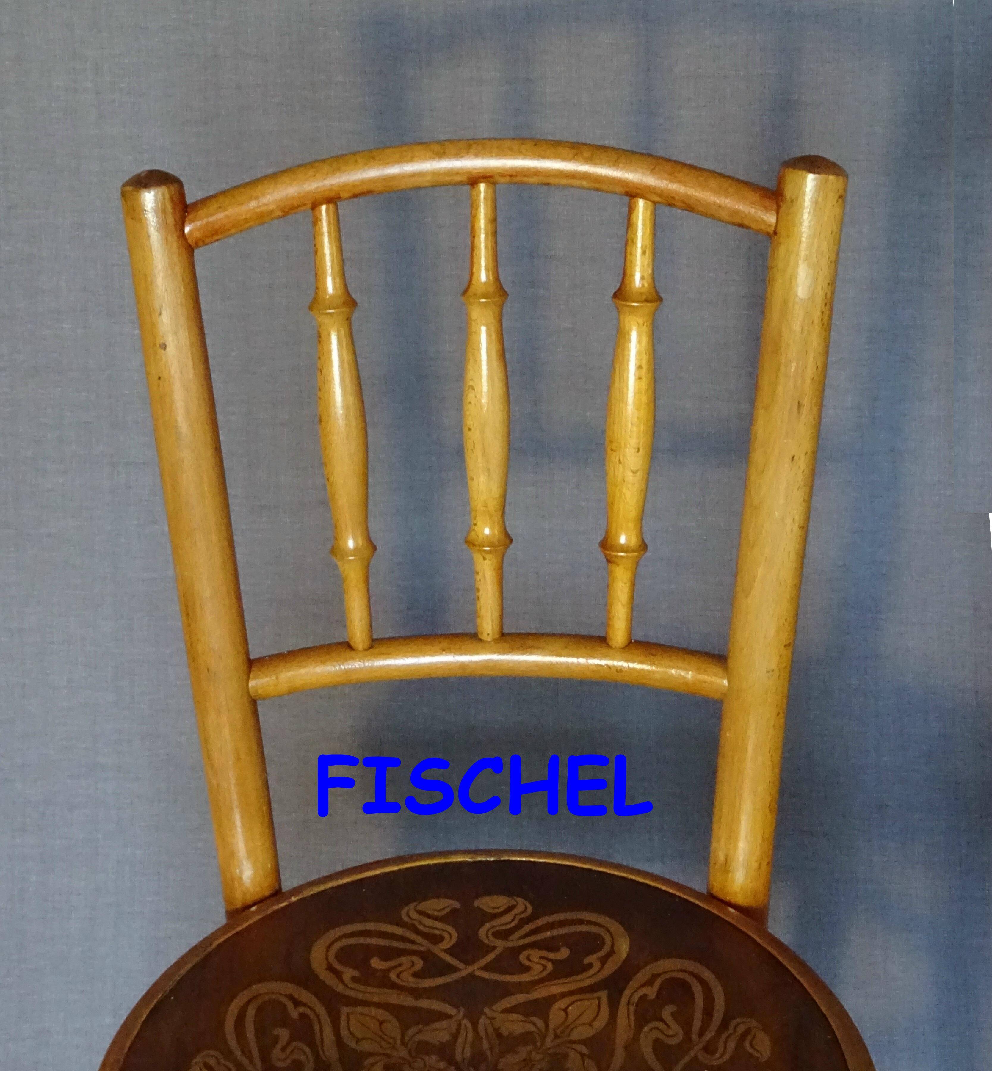 Set of 4 bistro chairs, wooden seats 1925