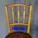 Set of 4 bistro chairs, wooden seats 1925
