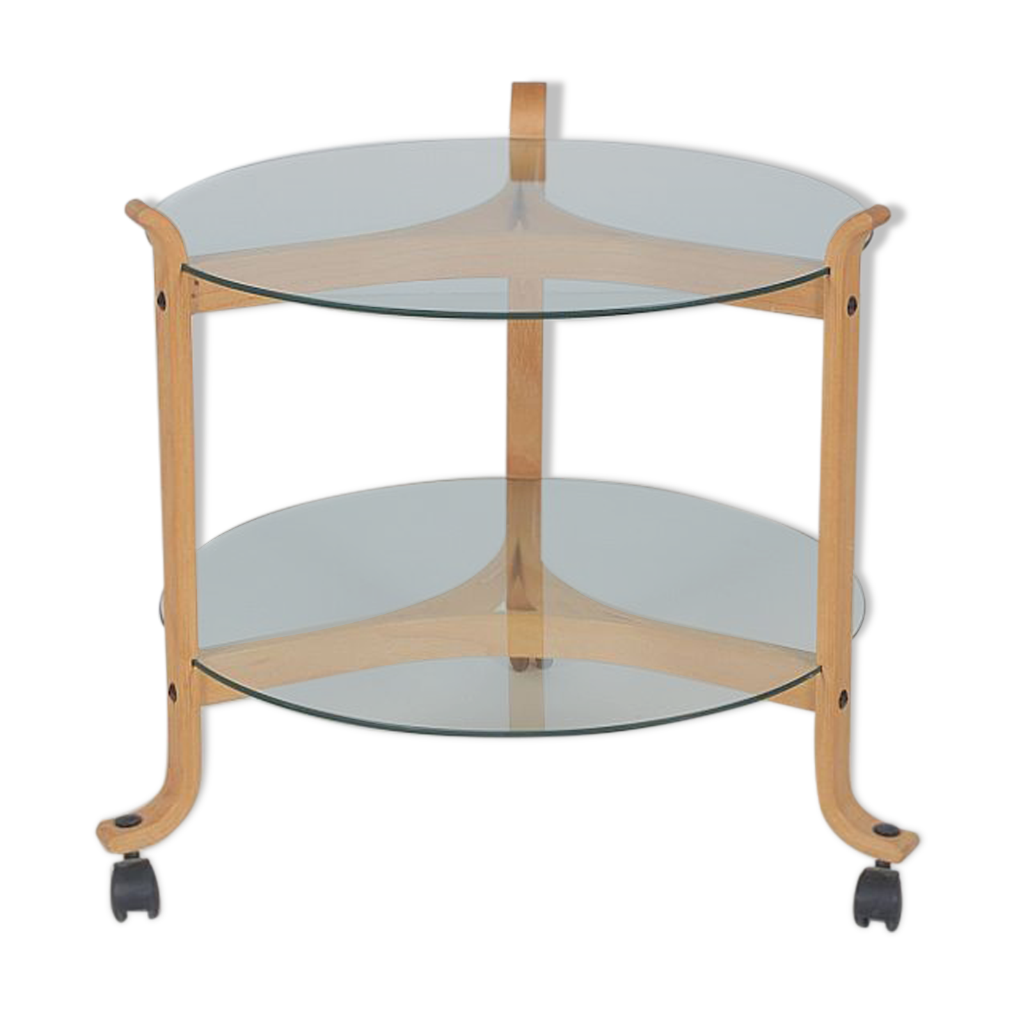 Danish trolley in beech with glass, 1970s