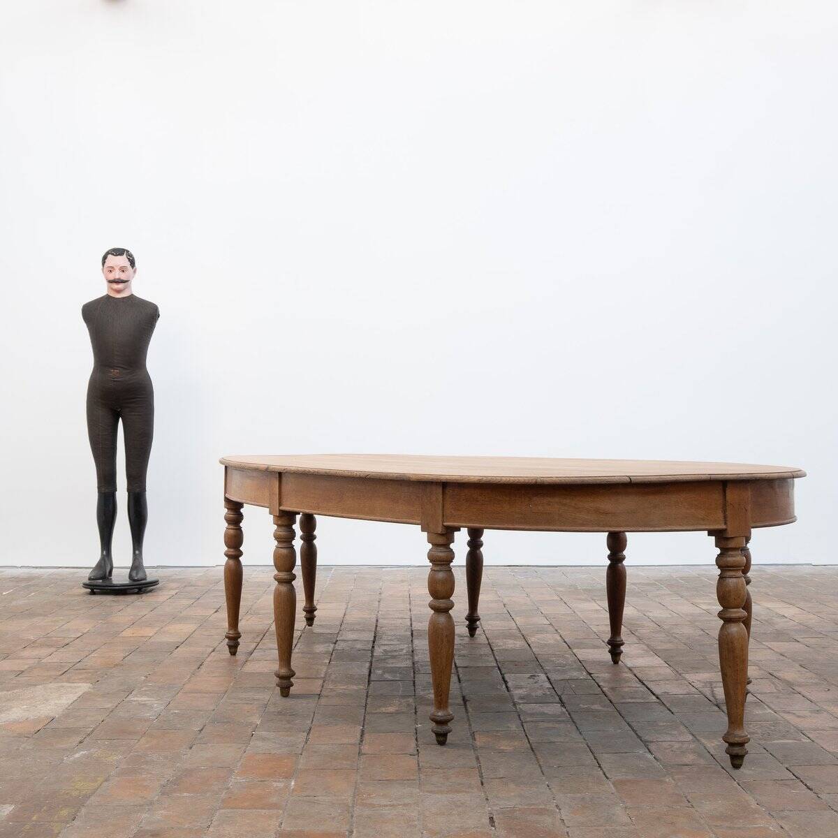 Large Oval Oak Table, France, 1900s