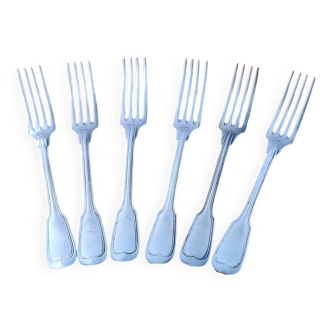 Set of 6 Large Silver Forks Metal White Alloy Goldsmith SFAM