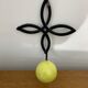 Old Black Wrought Iron Wall Hook + Yellow Plastic Ball 70's Vintage