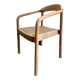 Solid wood chair with woven seat and armrests