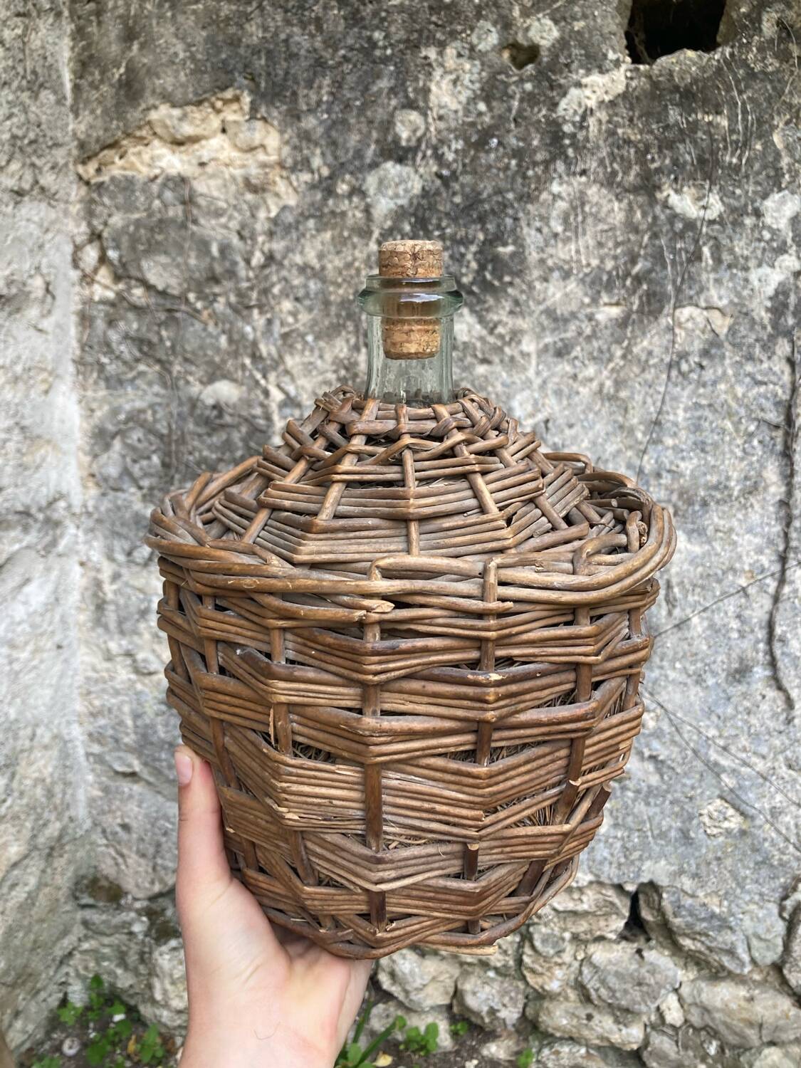 Vintage wicker demijohn