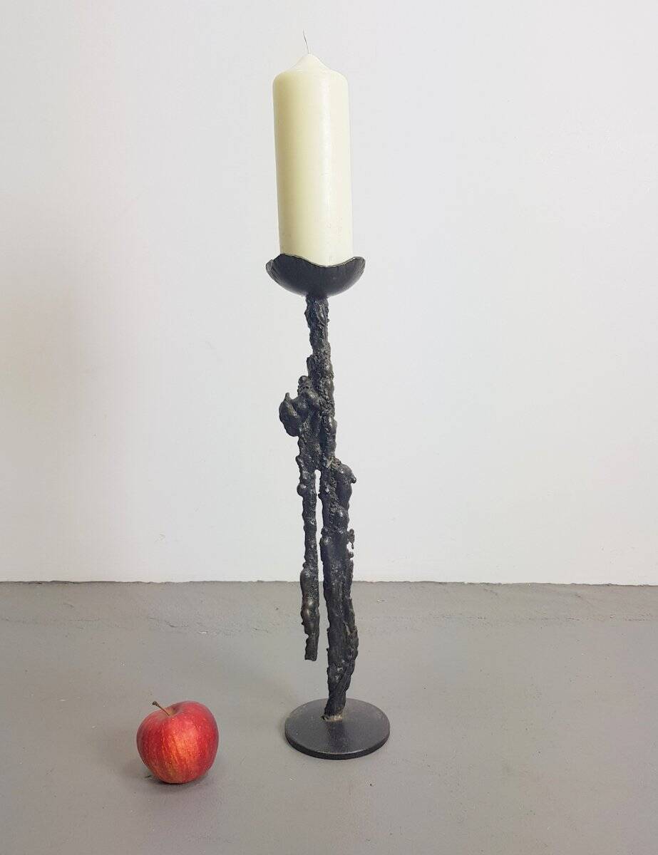 Brutalist Floor Candleholder in Cast Iron, Germany, 1960s