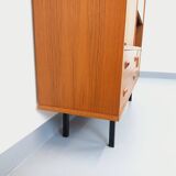 Vintage Scandinavian style secretary bookshelf storage furniture.