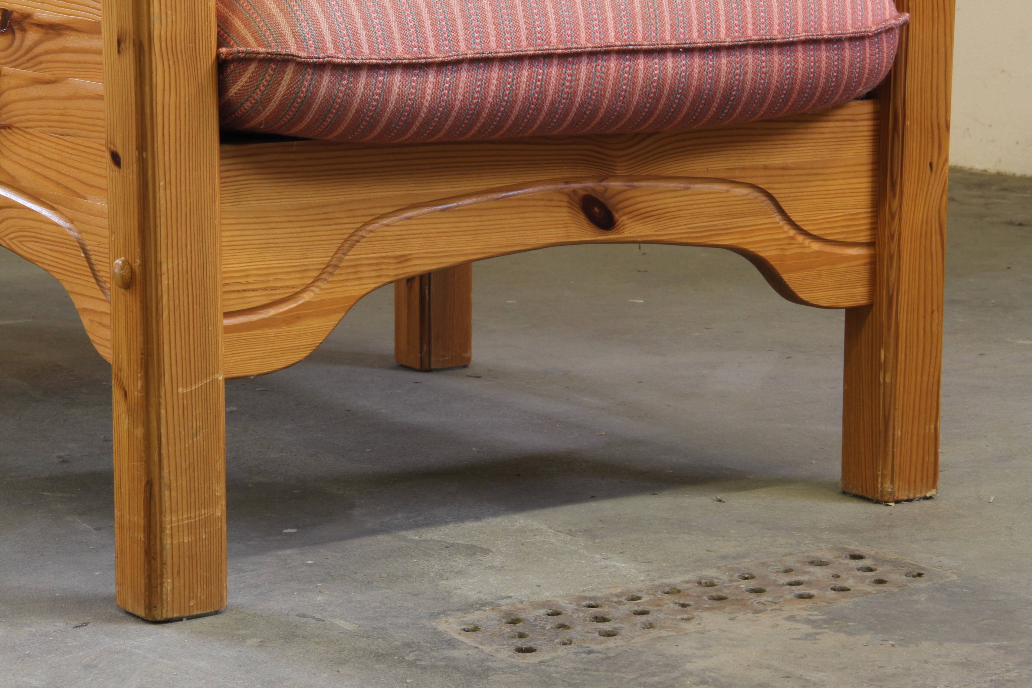 Vintage mid-century Danish pine lounge chair, 1970s