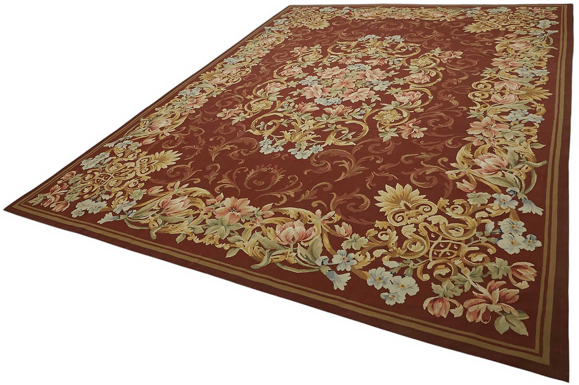 Handmade European Vintage Aubusson Kilim 302 cm x 410 cm