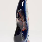 Set of 7 blue glass fish, mid-20th century.