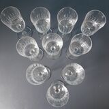 10 vintage engraved crystal walking glasses