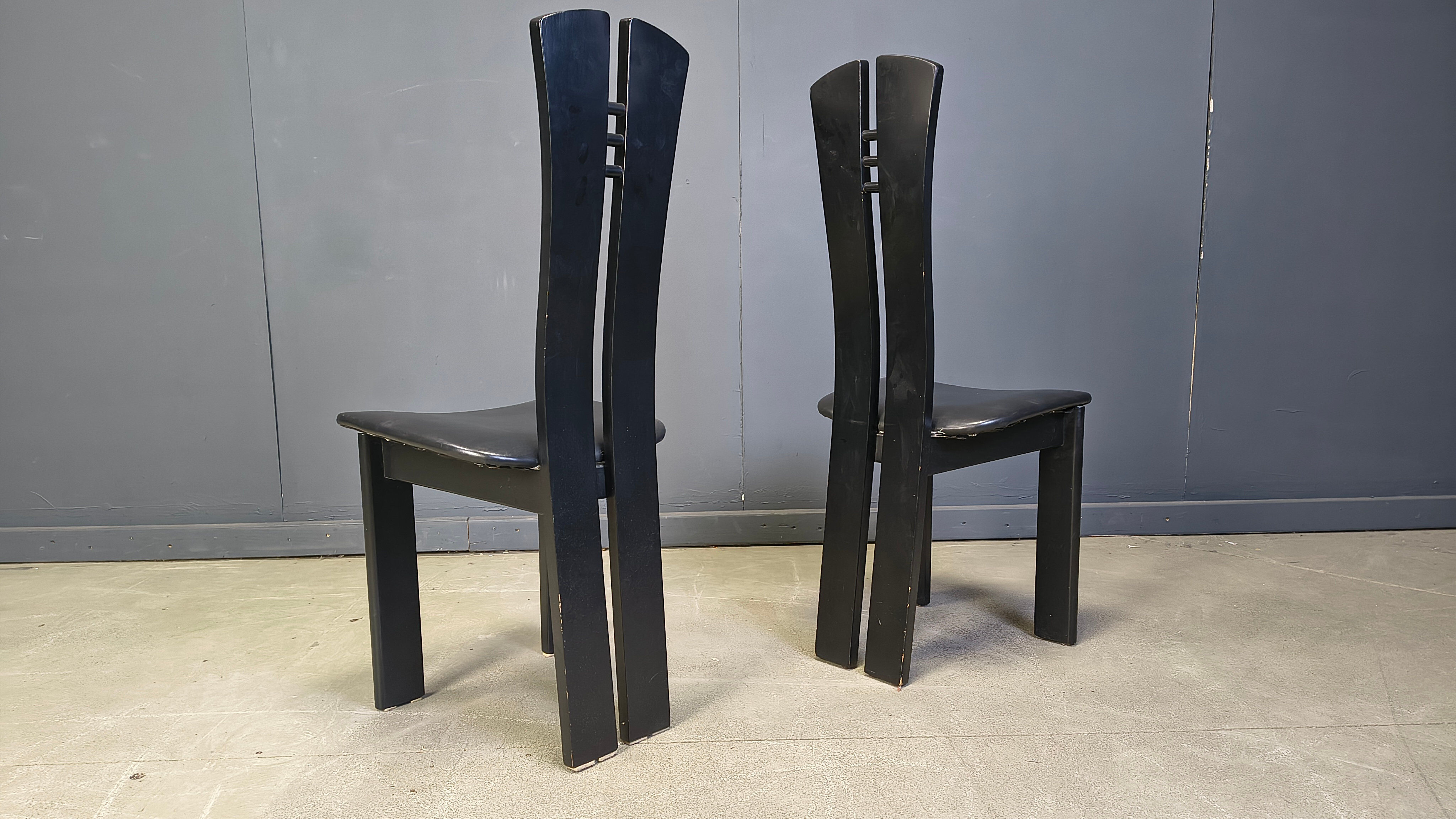Post modern wooden dining chairs, 1980s - set of 6