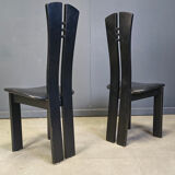 Post modern wooden dining chairs, 1980s - set of 6
