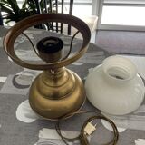 Electrified brass and opaline lamp