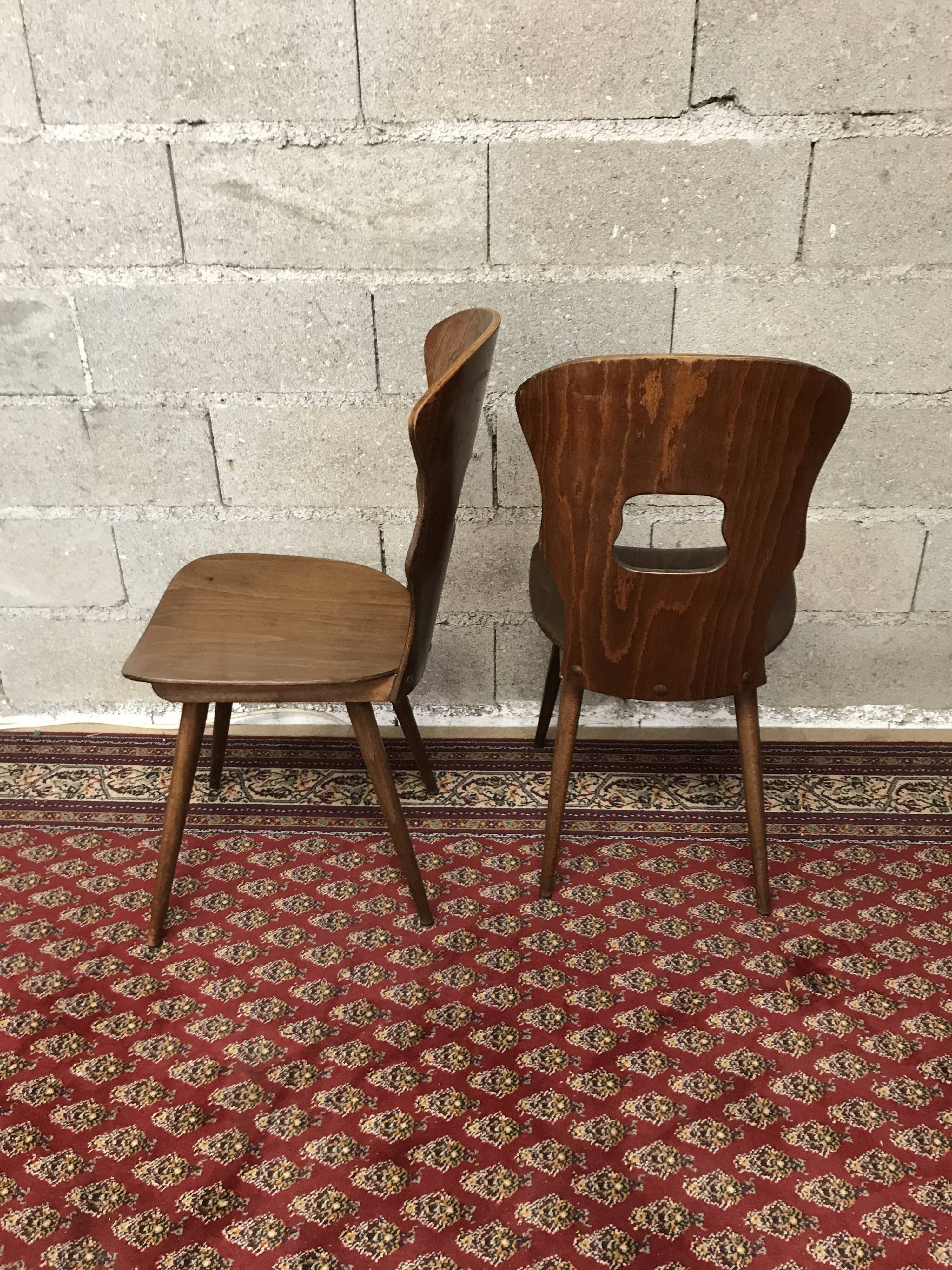 Pair chair bistro baumann gentian vintage 50/60