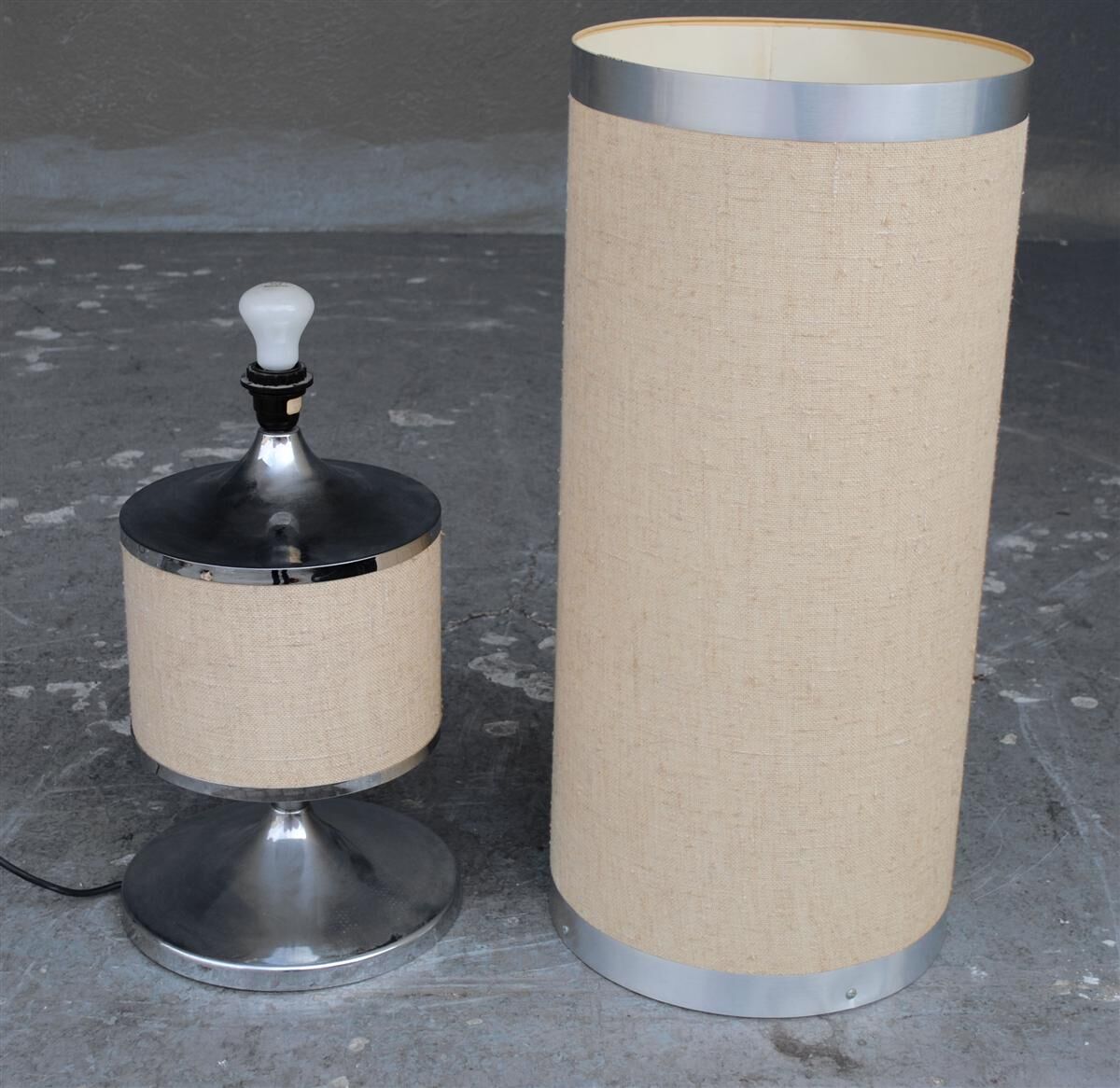 1970 See Delmas design light shade canvas and metal chrome