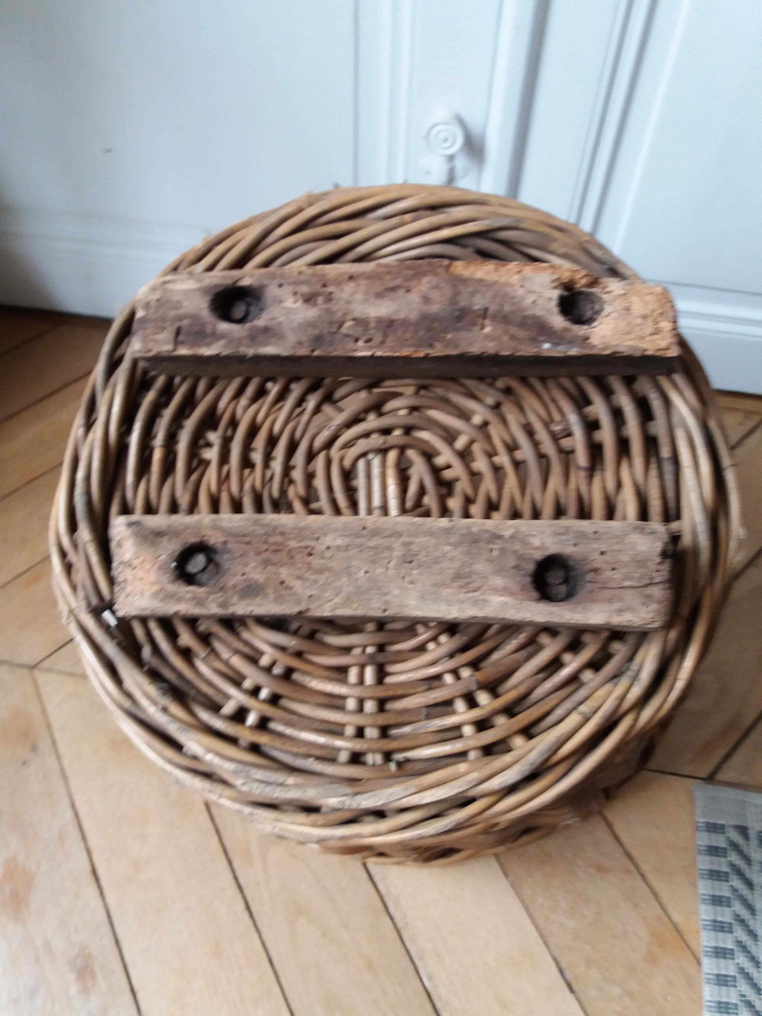 Antique wicker laundry basket