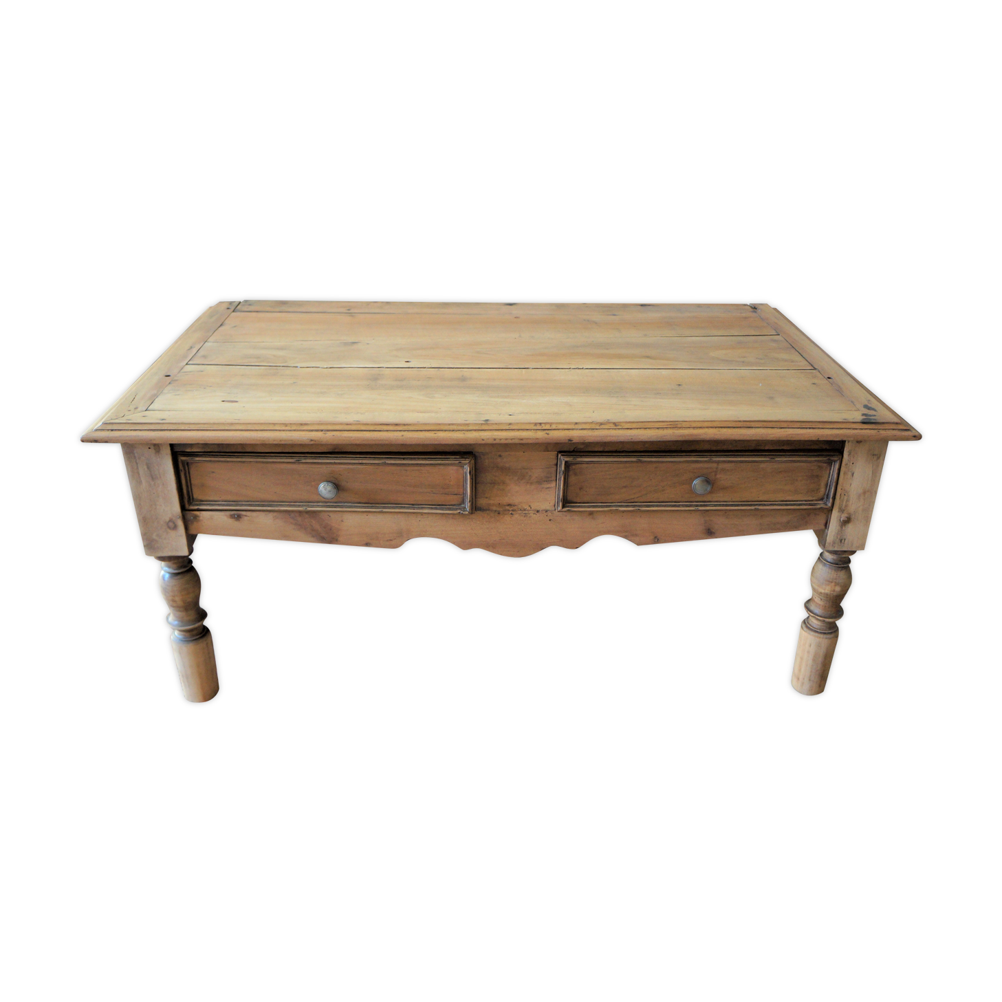 Old oak coffee table with 2 drawers