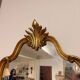 Antique Oval Wall Mirror Gold Leaf Wood Louis XV Style Pediment