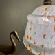 Vintage Clichy glass globe pendant lamp white orange and green
