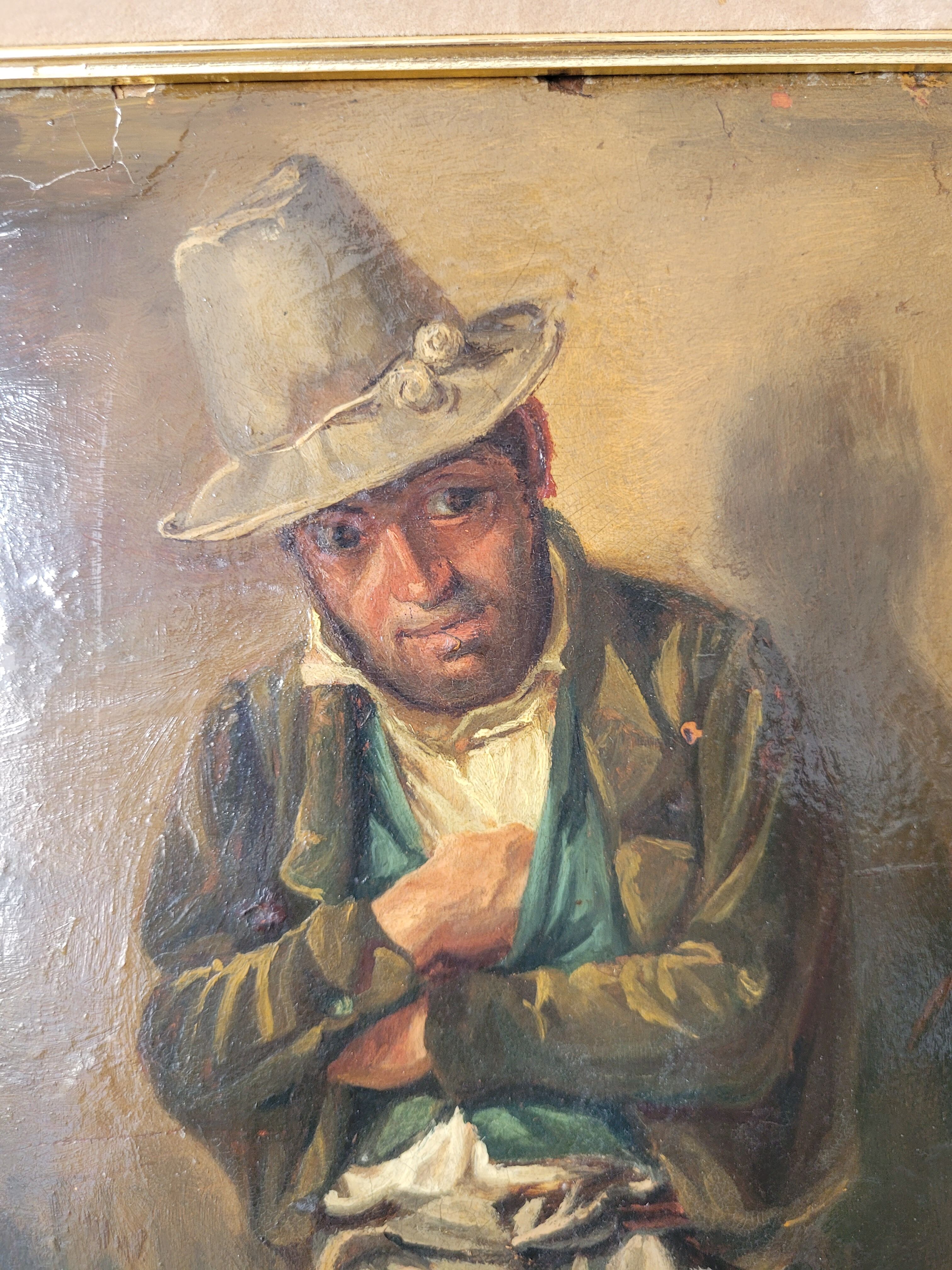 Old peasant with a hat painting