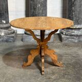 Round table in pitch pine and oak