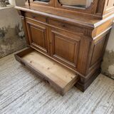 Old XL Napoleonic oak glass bookcase, 19th century
