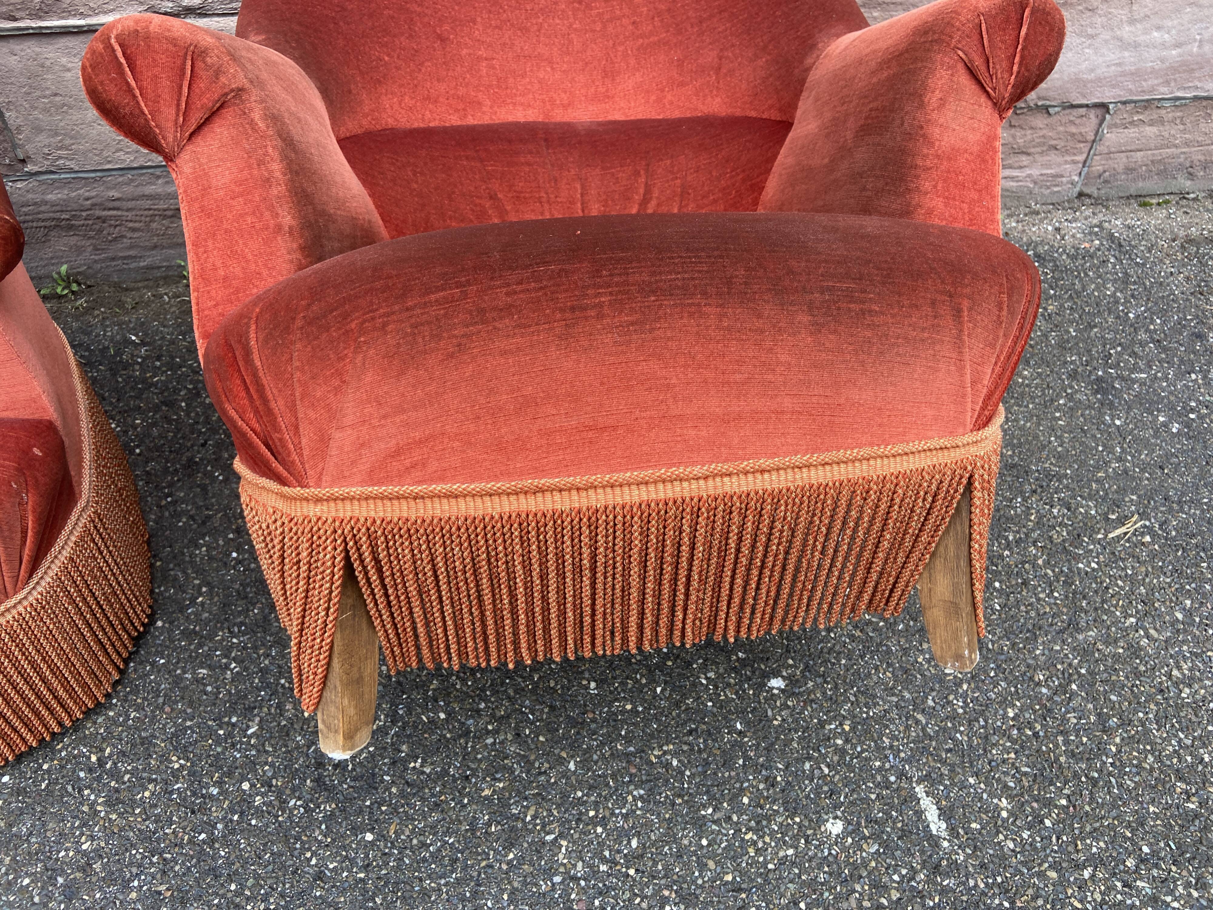 Pair of vintage toad armchairs