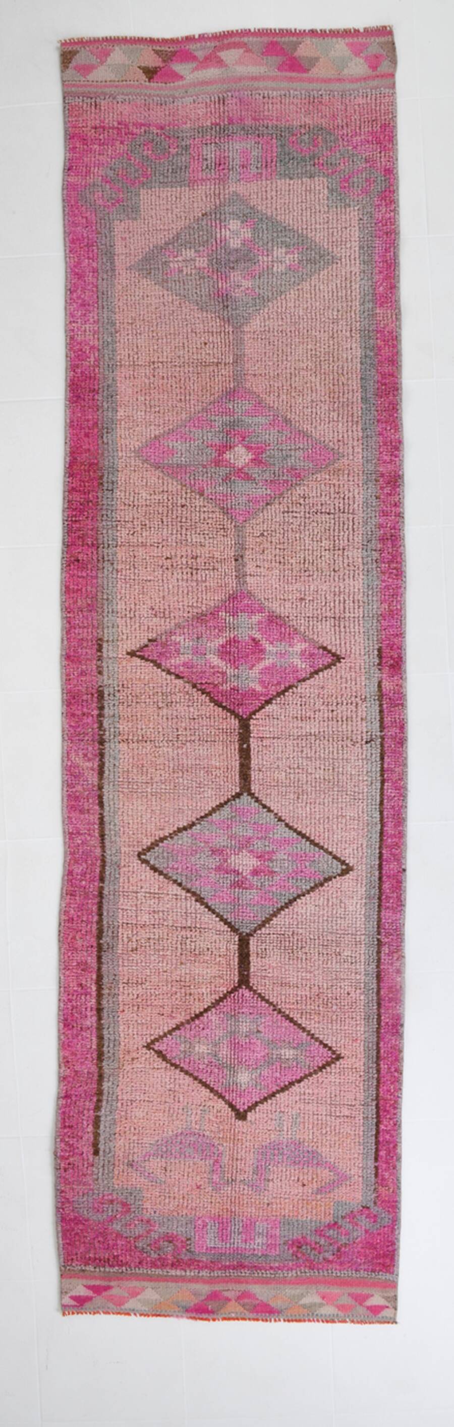 3x12 Pink Persian Vintage Runner Rug, 92x355Cm SK 18193