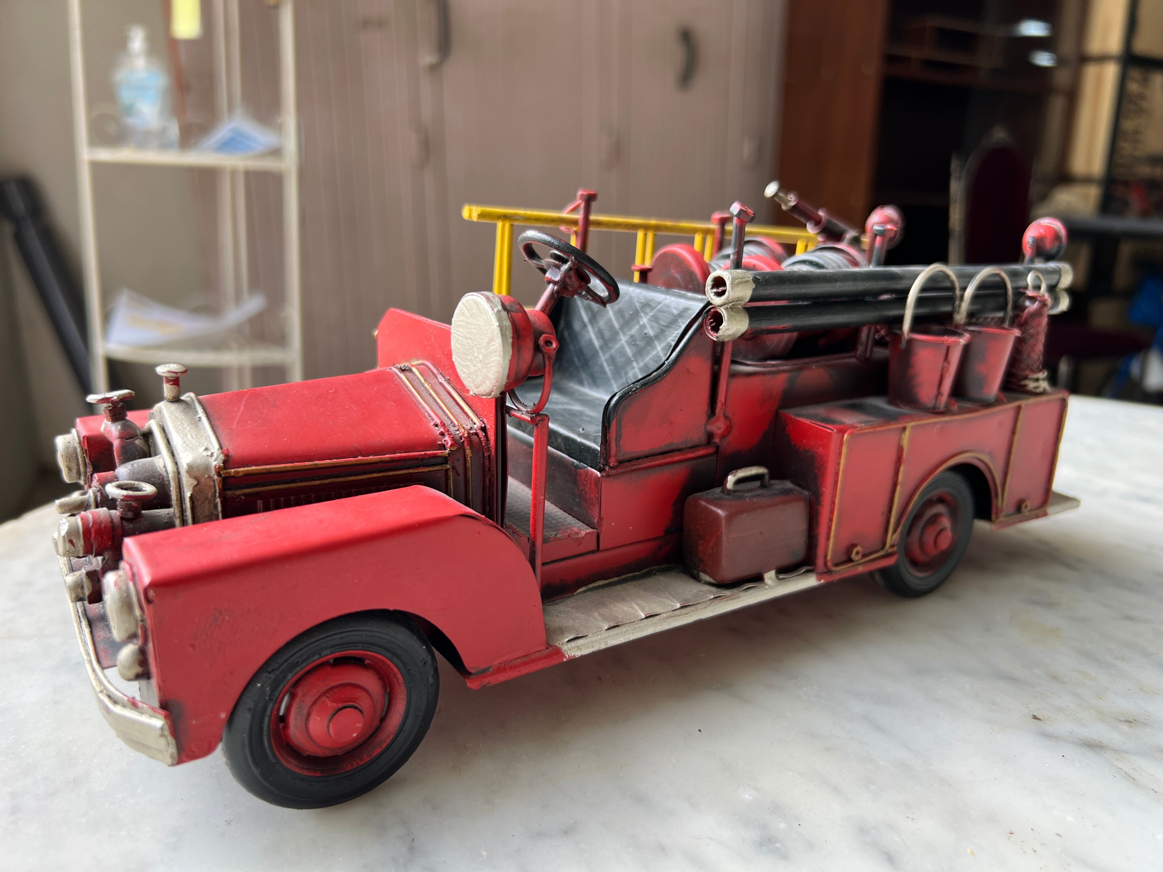 Retro metal fire truck