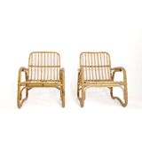 Pair of large Italian rattan armchairs from the 60s.