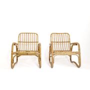 Pair of large Italian rattan armchairs from the 60s.