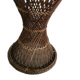 Old Diabolo Stool In Woven Rattan Year 60-70 Vintage Decoration