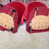 2 red velvet toad armchairs