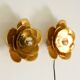 Two beautiful, large, gilt wall lamps, "Water Lily," Italy, 1960s