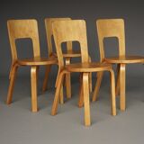 Alvar Aalto model 66 Chairs for Artek. 1940s. Set of 4
