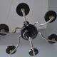 Chandelier 1930 tubular arms to 6 lights black opaline cups