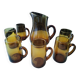 Amber glass cider or orangeade set for 6 people
