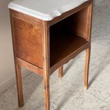 Table de chevet en bois et blanc vintage