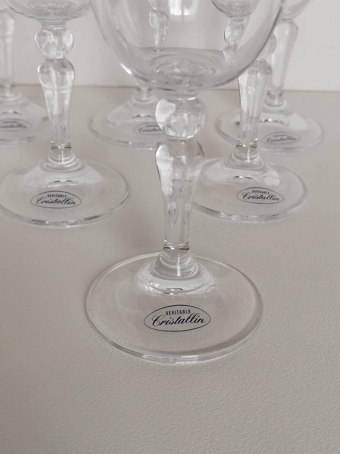 6 real crystal stem glasses