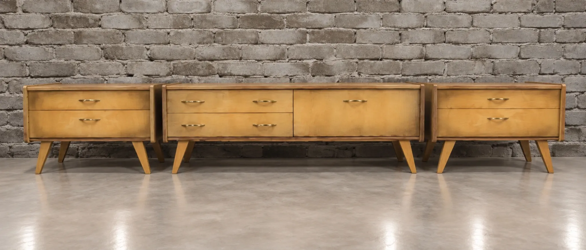 Dressing table set and two modular bedside tables from the 1960s.