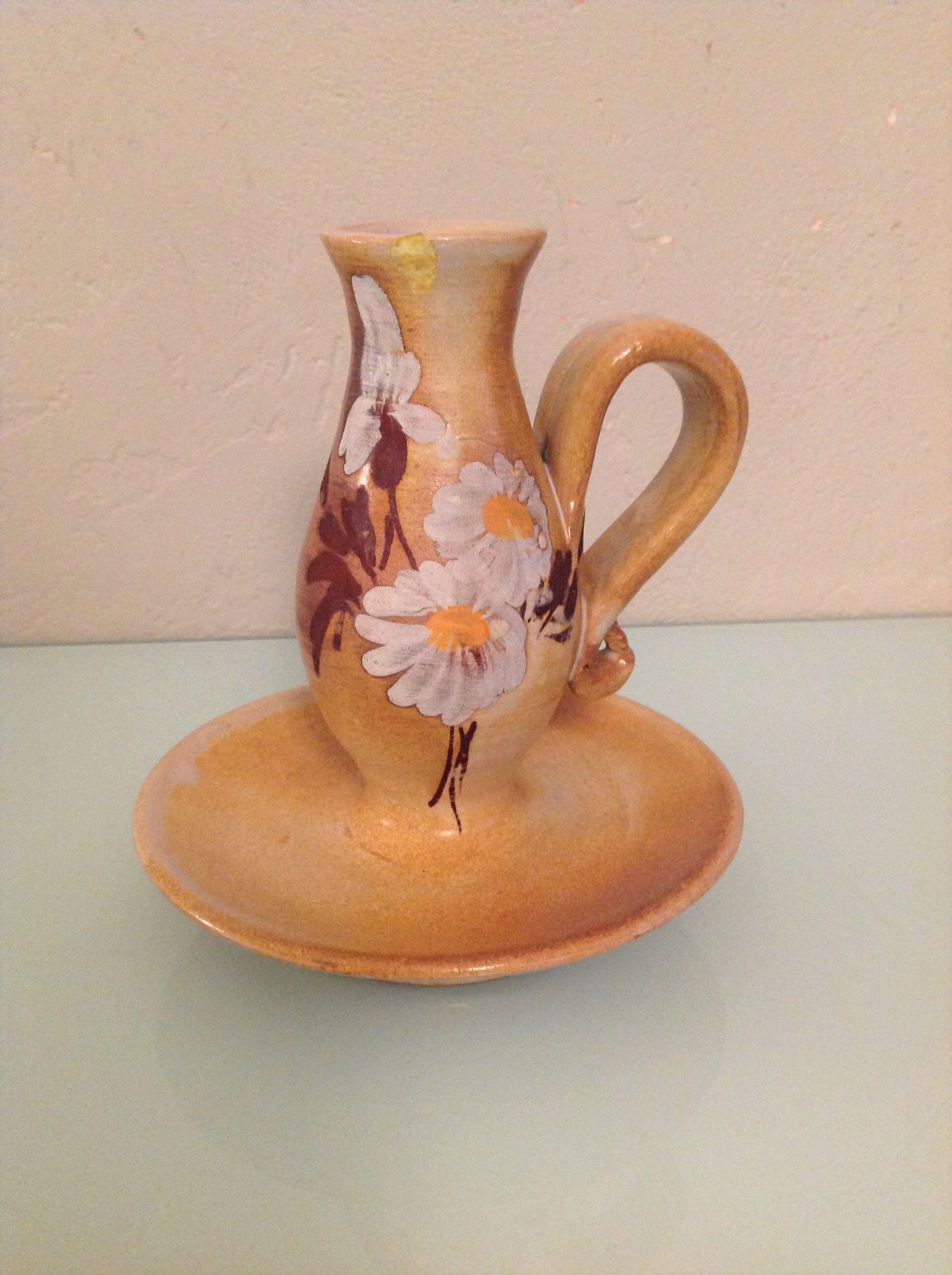 Cellar rat candle holder in beige ceramic from Vallauris, vintage 60s-70s