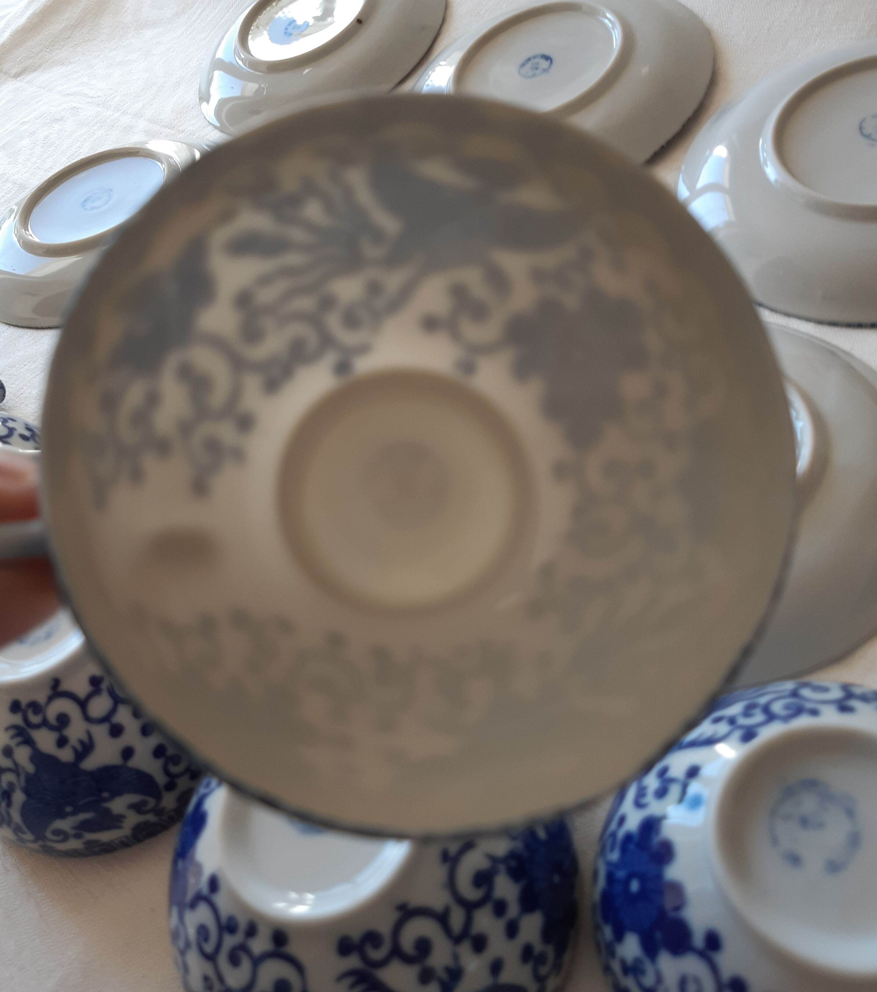 6 teacups made of fine porcelain from vintage Japan