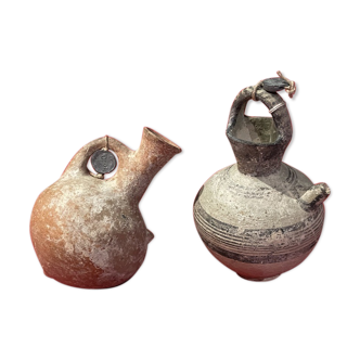 2 small pitchers in antique terracotta