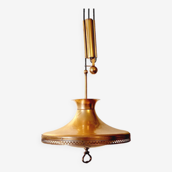 Scandinavian Counterweight Pendant Lamp in brass, 1950s